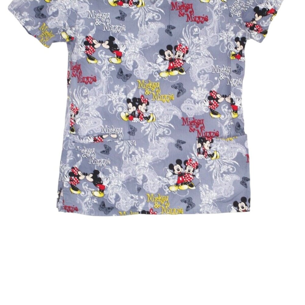 Disney Gray Paisley Minnie Mouse Graphic Cotton Scrub Top Size Small - Picture 2 of 9